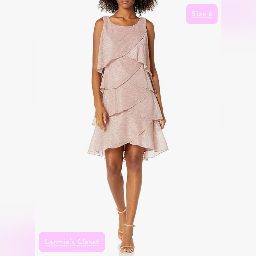 🔥NWT🔥OBO🔥 🔴 S.L. Fashions Women's Sleeveless Bodre Party Dress Size 6
